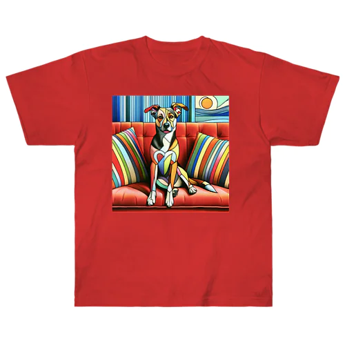 カラフルお座り犬 Heavyweight T-Shirt