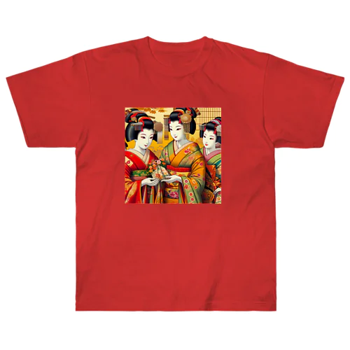 日本の風景:談笑している舞妓さん、Japanese scenery: Maiko chatting Heavyweight T-Shirt