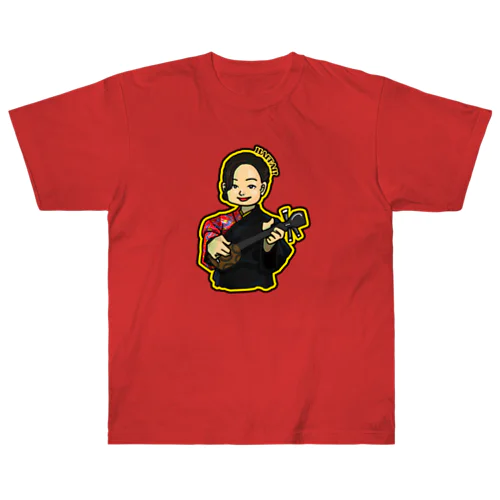 沖縄三線　RED【YUKATEN】 ヘビーウェイトTシャツ