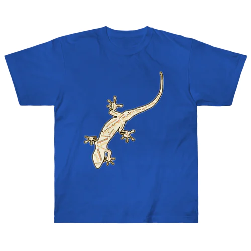 Japanese gecko(ニホンヤモリ)　英語デザイン ヘビーウェイトTシャツ