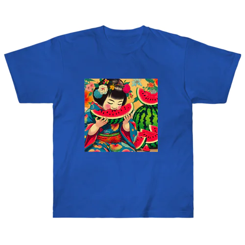 日本の風景:甘いスイカ、Japanese scenery: sweet watermelon Heavyweight T-Shirt