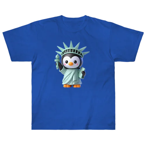 自由のペンギン像 ヘビーウェイトTシャツ