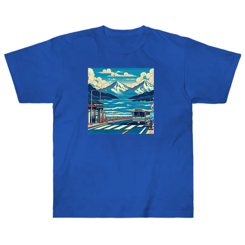 日本の風景:夏にバス旅行、ｊapanese scenery: Bus trip in summer ヘビーウェイトTシャツ