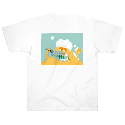 桜島と、ビールと、音楽。 Heavyweight T-Shirt