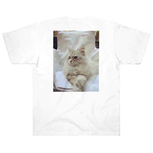 白い猫と白い椅子 Heavyweight T-Shirt