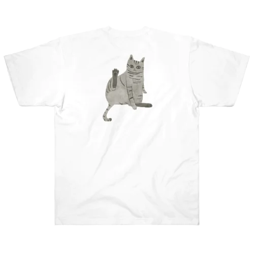 足上げ猫 ヘビーウェイトTシャツ