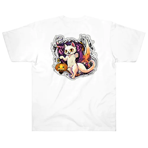 化け猫さん （背面） ヘビーウェイトTシャツ