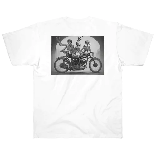 ドクロとバイク Heavyweight T-Shirt