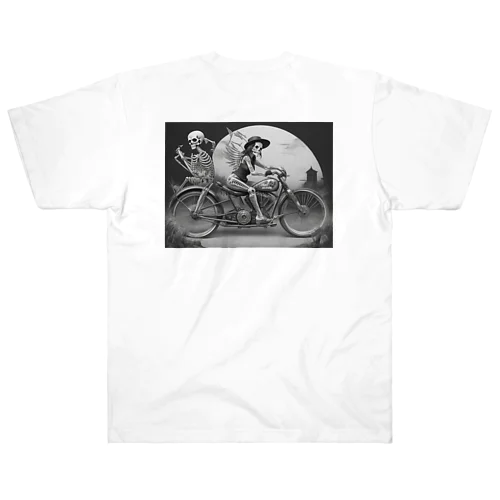 ドクロとバイク Heavyweight T-Shirt