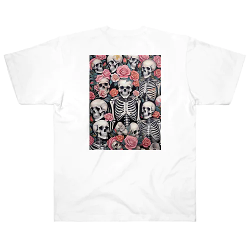 薔薇とドクロ Heavyweight T-Shirt