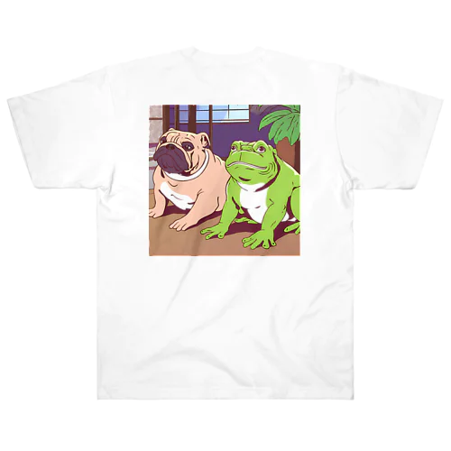 カエルとブルドック Heavyweight T-Shirt