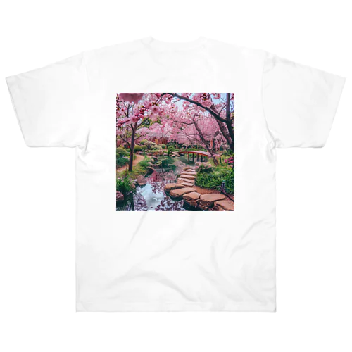 日本庭園で桜が咲き満ち溢れている アメジスト 2846 Heavyweight T-Shirt