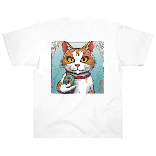 瓶持ち猫 Heavyweight T-Shirt