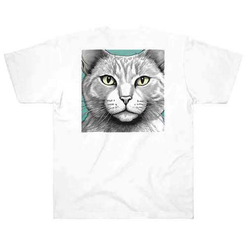 ドアップ猫 Heavyweight T-Shirt