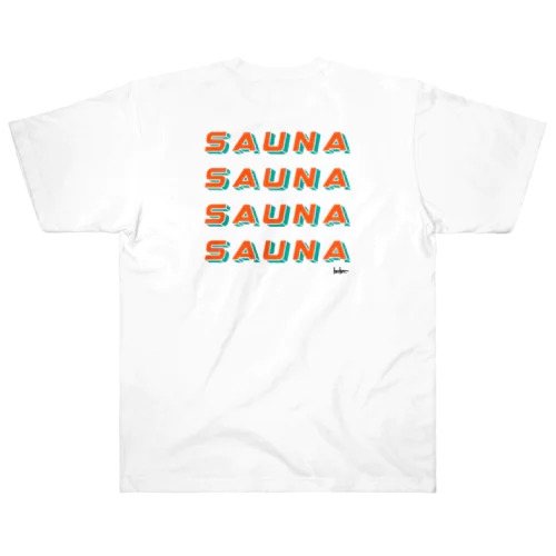 SAUNA×4（白枠） ヘビーウェイトTシャツ