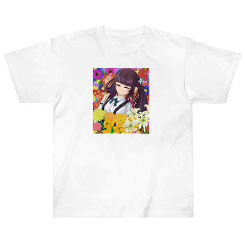 花の女の子 ヘビーウェイトTシャツ