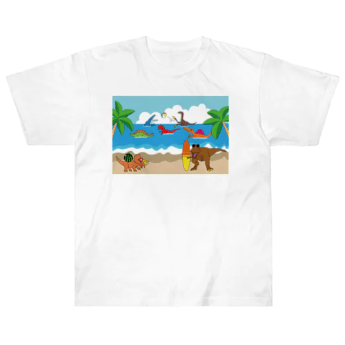 夏の恐竜バカンスTシャツ Heavyweight T-Shirt