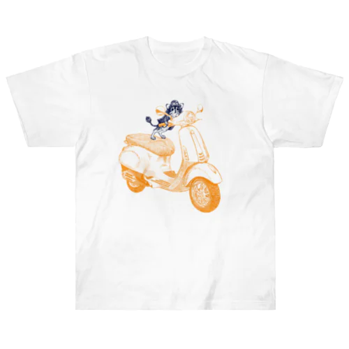 チワワのすっちゃんバイクに乗る ヘビーウェイトTシャツ
