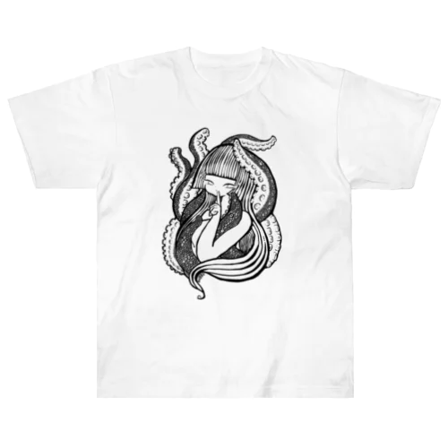 蛸娘ちゃんグッズ●黒線● Heavyweight T-Shirt