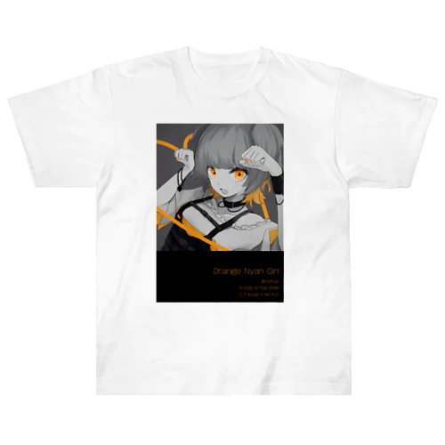 オレンジにゃんガール Heavyweight T-Shirt