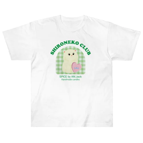 しろねこくらぶ／GREEN Heavyweight T-Shirt