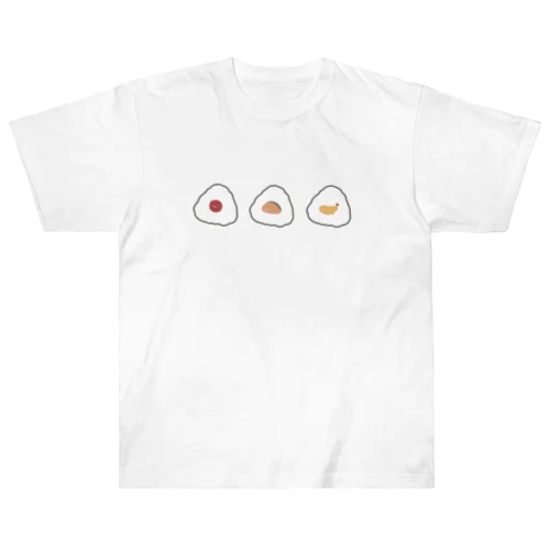 おにぎりみっつ(中身まるわかり) ヘビーウェイトTシャツ