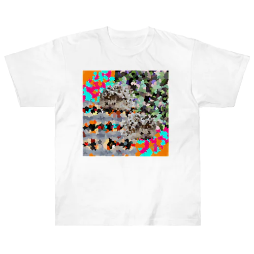 ハリネズミとランダムリピートする背景 Heavyweight T-Shirt