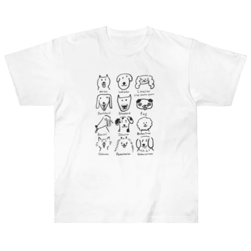 うろ覚えワンちゃん(線濃いめ) ヘビーウェイトTシャツ