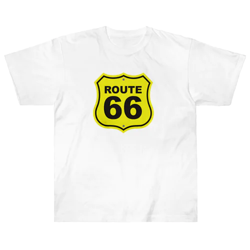 U.S. Route 66  ルート66　イエロー Heavyweight T-Shirt