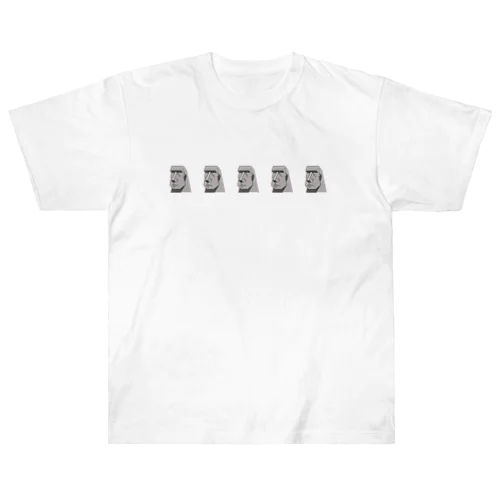 普通の色のモアイ(5連) Heavyweight T-Shirt