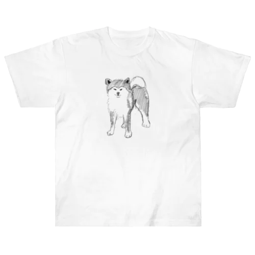 鉛筆秋田犬 ヘビーウェイトTシャツ