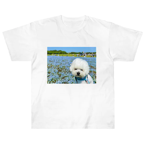 ビションフリーゼのセトくん　お花畑 Heavyweight T-Shirt