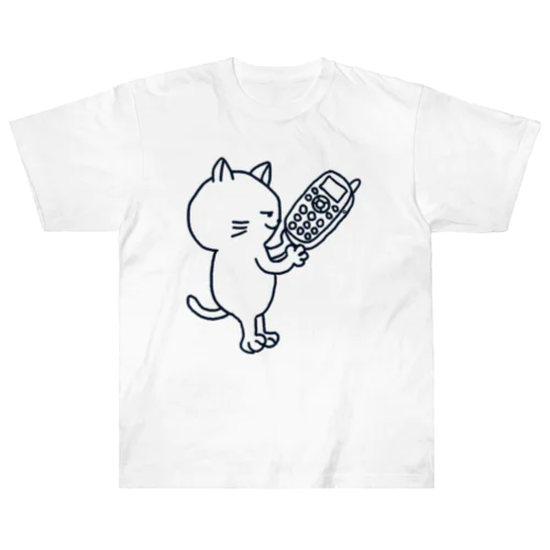 ガラケー猫 Heavyweight T-Shirt