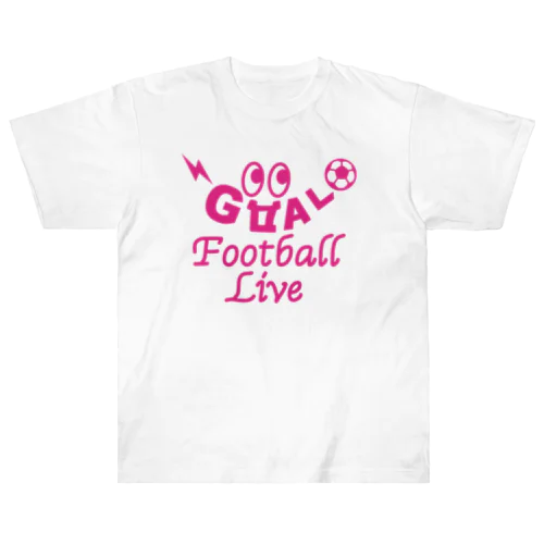 サッカー・GOAL・目玉・ピンク・FOOTBALL・サッカーボール・代表・ゴール坊や・サッカー坊や・キャラクター・サッカー魂・サッカー部・サッカー女子・サッカーファッション・かわいい・かっこいい・楽しい・おもしろ Heavyweight T-Shirt