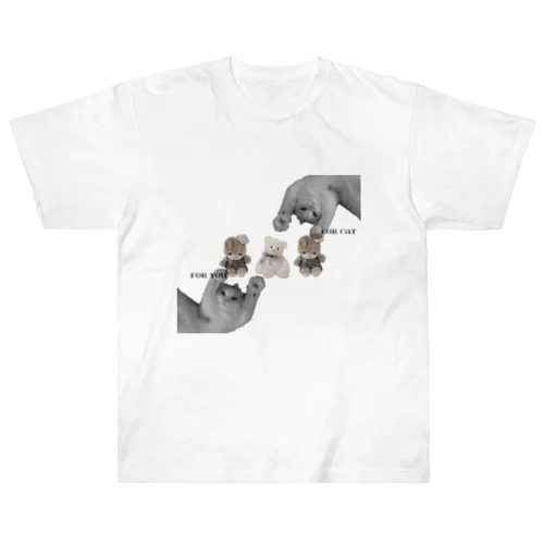 猫 熊 猫 ぬいぐるみ ヘビーウェイトTシャツ