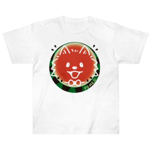  POMEぶ Dスイカとポメラニアン Heavyweight T-Shirt