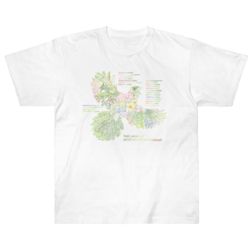 Wild plants of HOTOKENUMA-wetlands（色付き） Heavyweight T-Shirt