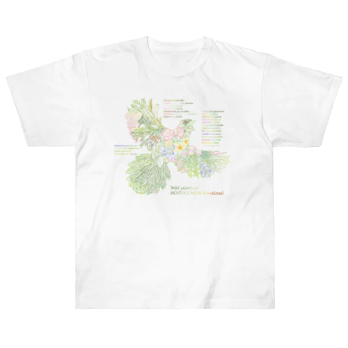 Wild plants of HOTOKENUMA-wetlands（色付き） ヘビーウェイトTシャツ