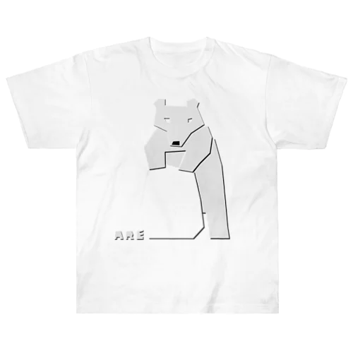 熊の木彫り（白／岩に前足） Heavyweight T-Shirt