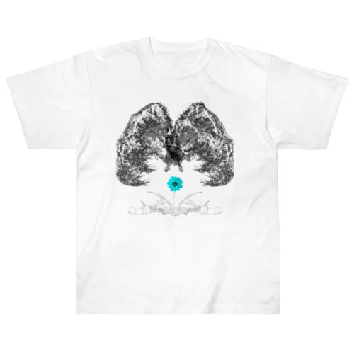 桜翼の梟(白と青) ヘビーウェイトTシャツ