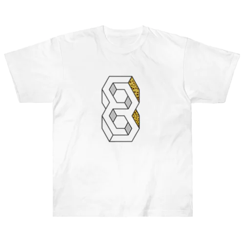 幾何学的錯視デザインにアニマル柄を添えて ヘビーウェイトTシャツ