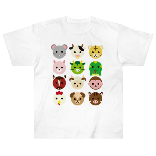 干支丸-十二支-animal up-アニマルアップ- ヘビーウェイトTシャツ