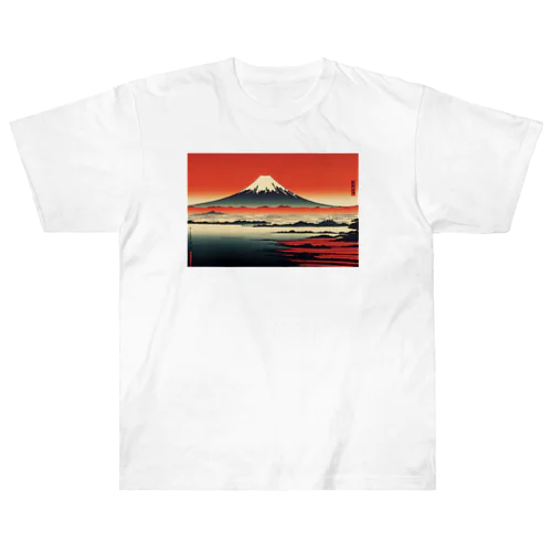 AI red mt.fuji Heavyweight T-Shirt