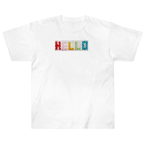 クロスステッチ・HELLO(カラフル)Tシャツ・グッズシリーズ ヘビーウェイトTシャツ