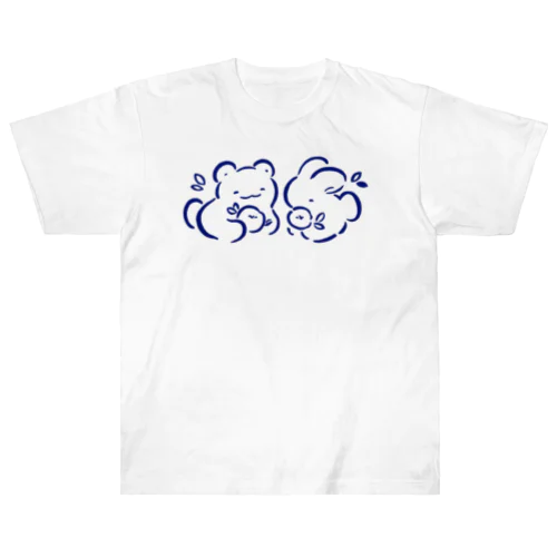 くまとうさぎと花々 ヘビーウェイトTシャツ