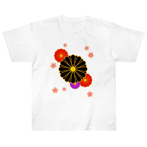 和柄・菊と桜 Heavyweight T-Shirt