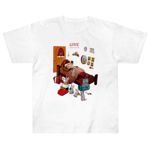 サンタのネコ Heavyweight T-Shirt