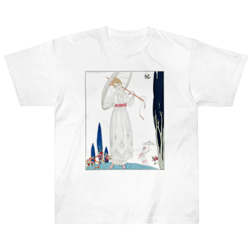 ジョルジュ・バルビエ “Le cyprès et la rose—Robe d’été de Dœuillet” Heavyweight T-Shirt