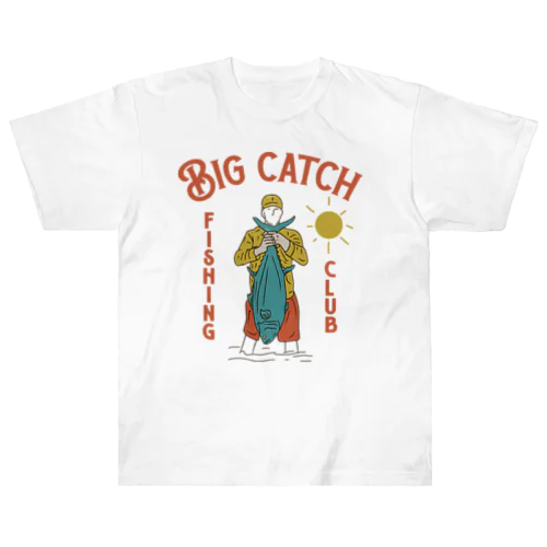 Big catch 大物ゲット！　魚　釣り ヘビーウェイトTシャツ