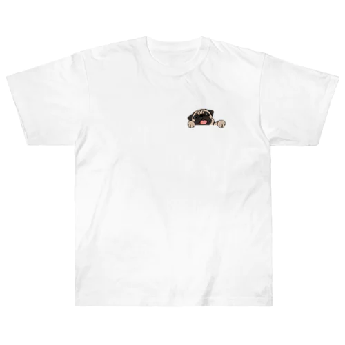 PUG-ぱぐ-パグ-覗き見パグ Tシャツ Heavyweight T-Shirt